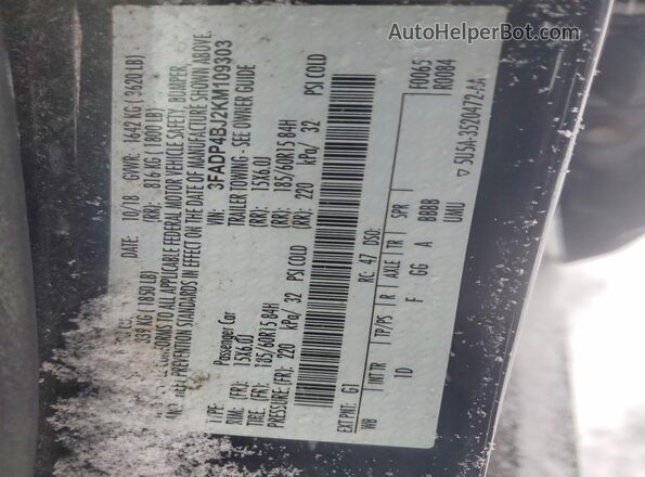 3FADP4BJ2KM109303 2019 FORD FIESTA Черный 