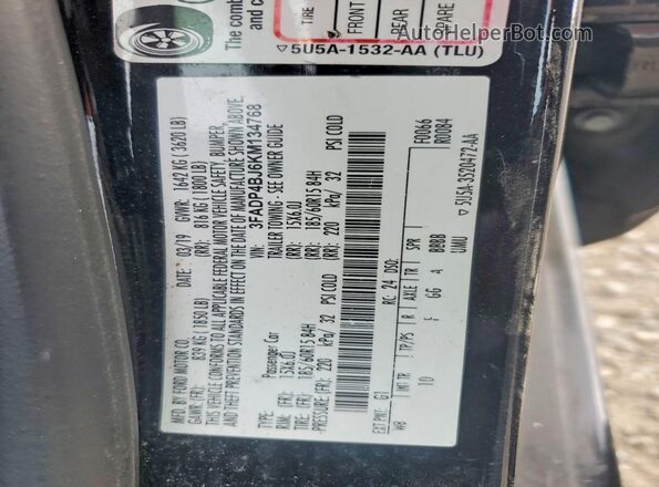 3FADP4BJ6KM134768 2019 FORD FIESTA Black 