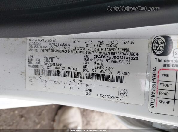3FADP4BJ8GM141826 2016 FORD FIESTA Белый Вид подкапотного пространства
