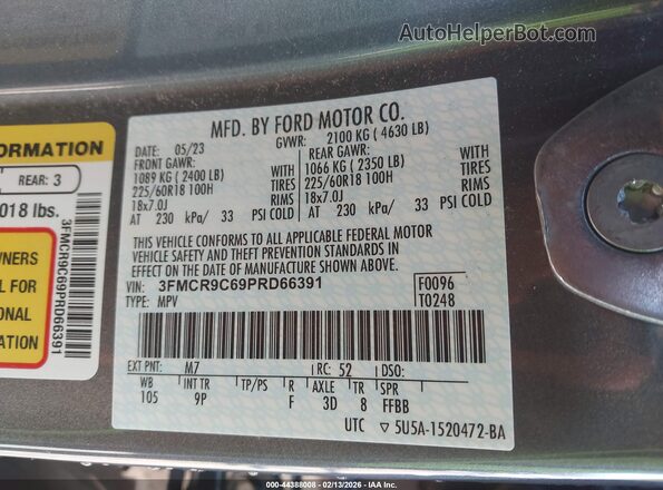 3FMCR9C69PRD66391 2023 FORD BRONCO SPORT Gray Вид підкапотного простору