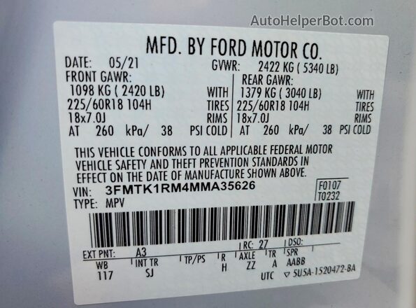 3FMTK1RM4MMA35626 2021 FORD MUSTANG Gray 