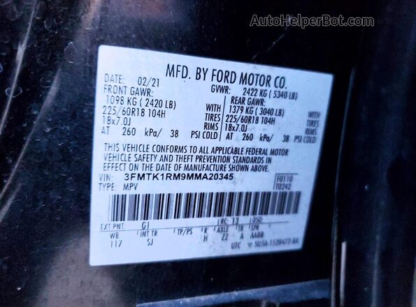 3FMTK1RM9MMA20345 2021 FORD MUSTANG Black 