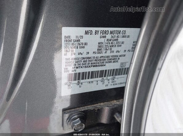 3FMTK1S5XPMB00664 2023 FORD MUSTANG MACH-E Gray Вид підкапотного простору