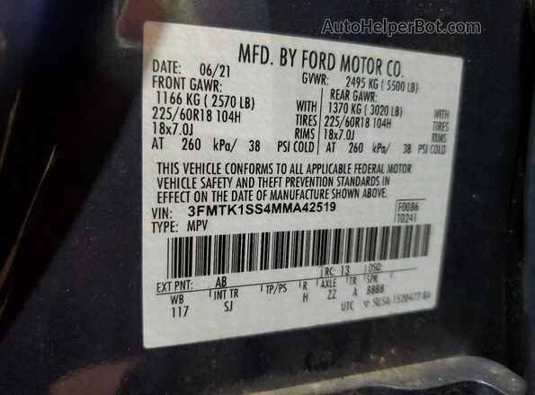 3FMTK1SS4MMA42519 2021 FORD MUSTANG Синий 