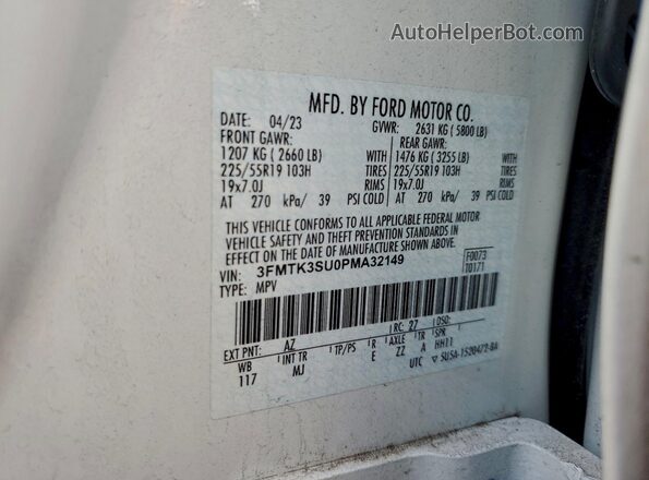 3FMTK3SU0PMA32149 2023 FORD MUSTANG MACH-E PREMI White 