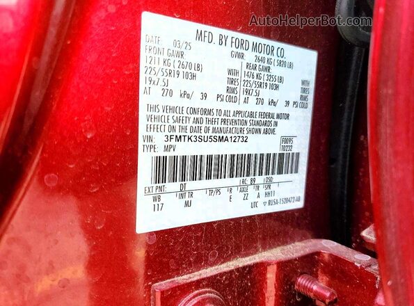 3FMTK3SU5SMA12732 2025 FORD MUSTANG MACH-E PREMI Red 