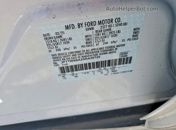 3FTTW8BA2SRA30720 2025 FORD MAVERICK White 