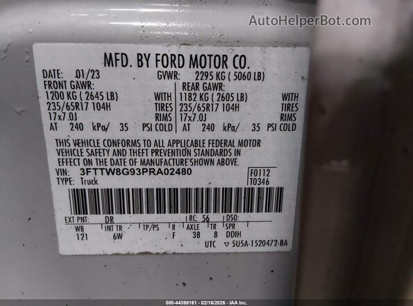 3FTTW8G93PRA02480 2023 FORD MAVERICK Gray 