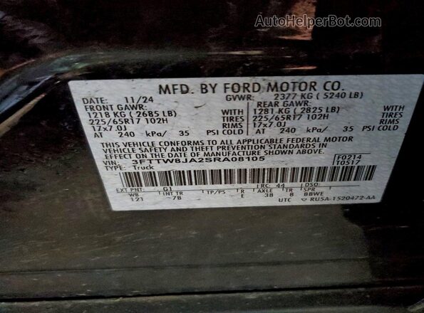 3FTTW8JA2SRA08105 2025 FORD MAVERICK Black 