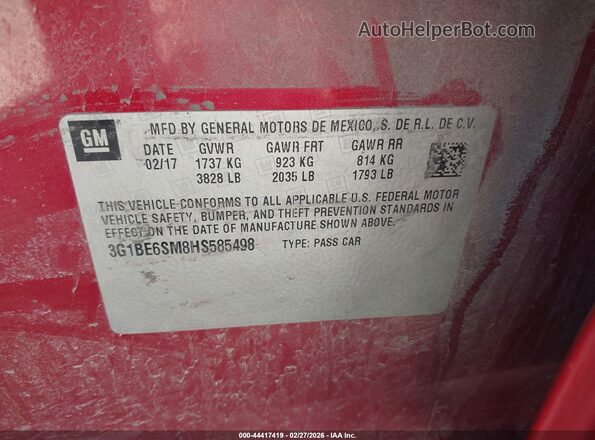 3G1BE6SM8HS585498 2017 CHEVROLET CRUZE Red Engine compartment view