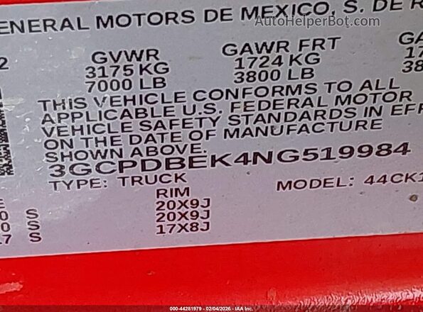 3GCPDBEK4NG519984 2022 CHEVROLET SILVERADO Red ძრავის განყოფილების ხედი