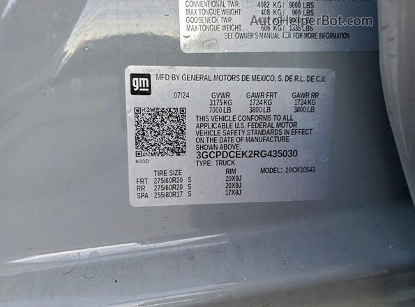 3GCPDCEK2RG435030 2024 CHEVROLET SILVERADO Gray Engine compartment view