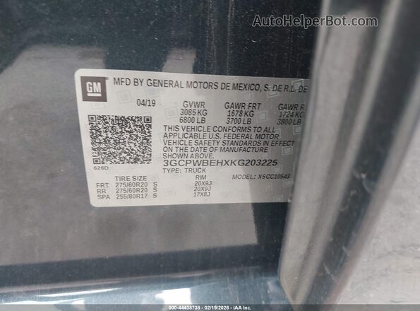 3GCPWBEHXKG203225 2019 CHEVROLET SILVERADO Черный 