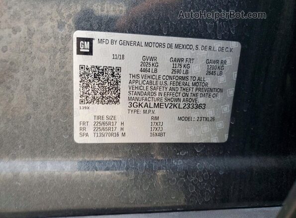 3GKALMEV2KL233363 2019 GMC TERRAIN Charcoal 