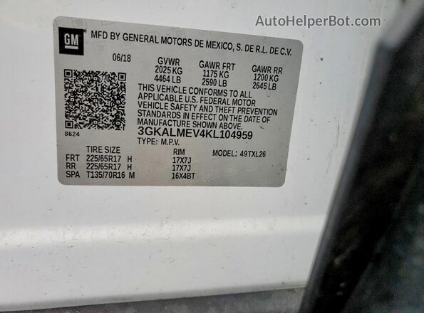 3GKALMEV4KL104959 2019 GMC TERRAIN Белый 