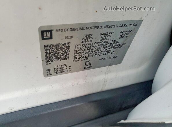 3GKALMEV6KL118510 2019 GMC TERRAIN White 