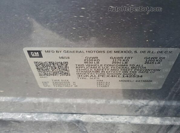 3GKALPEX4KL142534 2019 GMC TERRAIN Серый 