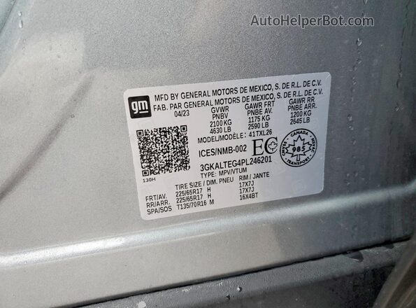 3GKALTEG4PL246201 2023 GMC TERRAIN Silver Widok wnętrza 360 stopni