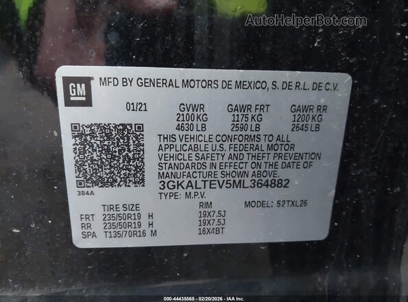 3GKALTEV5ML364882 2021 GMC TERRAIN Black 