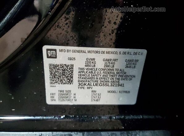 3GKALUEG5SL321941 2025 GMC TERRAIN Black VIN კოდის სტიკერის ხედი