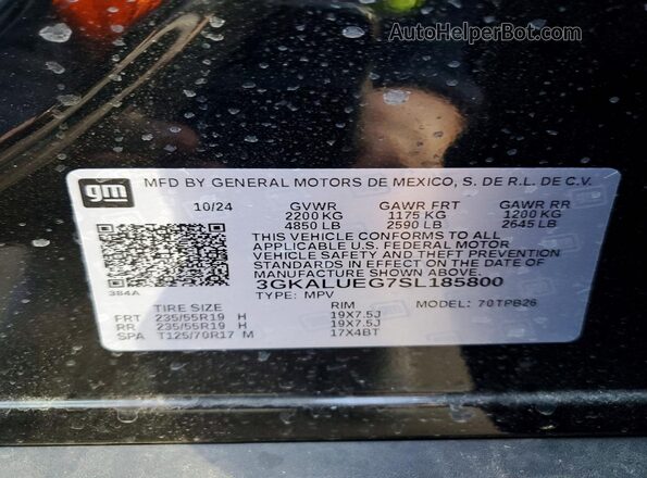 3GKALUEG7SL185800 2025 GMC TERRAIN Black Вид наклейки з VIN-кодом
