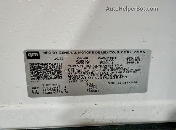 3GKALVEG9PL139401 2023 GMC TERRAIN White 