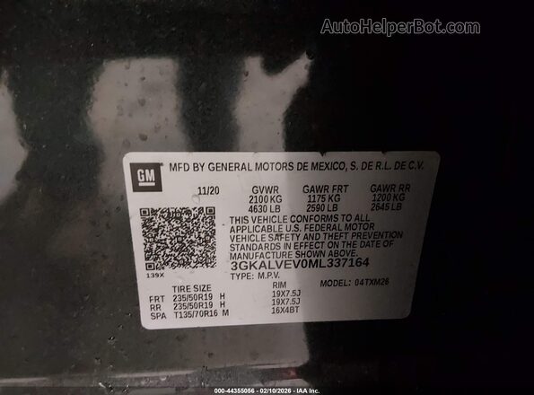 3GKALVEV0ML337164 2021 GMC TERRAIN Gray 