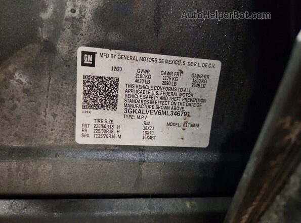 3GKALVEV6ML346791 2021 GMC TERRAIN Серый 