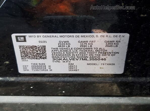 3GKALVEV7ML355046 2021 GMC TERRAIN Black 
