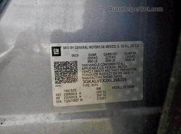 3GKALVEX2KL398305 2019 GMC TERRAIN Gray 