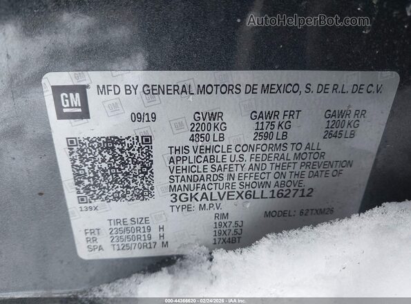 3GKALVEX6LL162712 2020 GMC TERRAIN Серый Вид подкапотного пространства