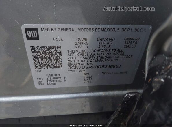 3GN7DSRP0RS246963 2024 CHEVROLET EQUINOX Gray Widok komory silnika