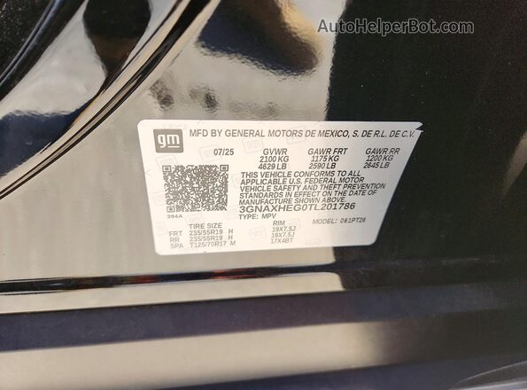 3GNAXHEG0TL201786 2026 CHEVROLET EQUINOX Black Панорамний вид салону 360°