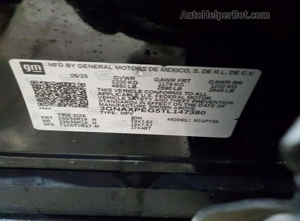 3GNAXPEG5TL147380 2026 CHEVROLET EQUINOX Black 