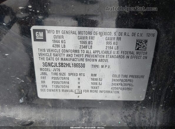 3GNCJLSB2HL186530 2017 CHEVROLET TRAX Black Widok komory silnika
