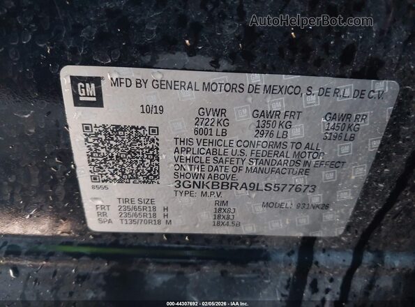 3GNKBBRA9LS577673 2020 CHEVROLET BLAZER Black 