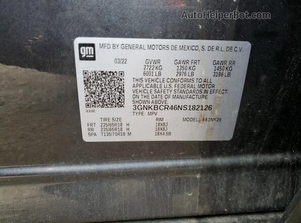 3GNKBCR46NS182126 2022 CHEVROLET BLAZER Угольный Панорамный вид салона 360°