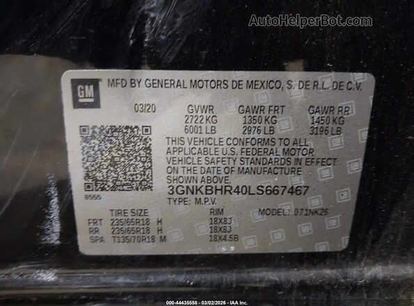 3GNKBHR40LS667467 2020 CHEVROLET BLAZER Черный Вид подкапотного пространства