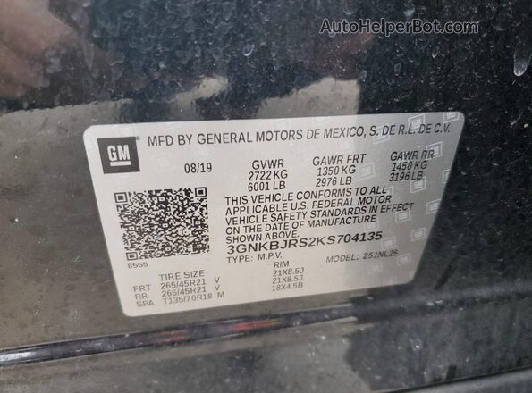 3GNKBJRS2KS704135 2019 CHEVROLET BLAZER Black 