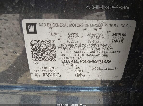 3GNKBJRSXMS521486 2021 CHEVROLET BLAZER Black Շարժիչի բաժամունքի տեսք