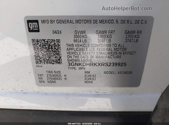 3GNKDHRKXRS239925 2024 CHEVROLET OTHER White 