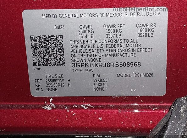 3GPKHXRJ8RS508968 2024 HONDA PROLOGUE Red Вид підкапотного простору