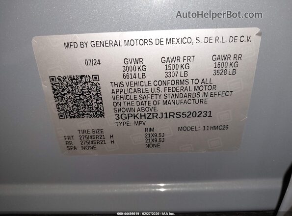 3GPKHZRJ1RS520231 2024 HONDA PROLOGUE Серый Вид подкапотного пространства