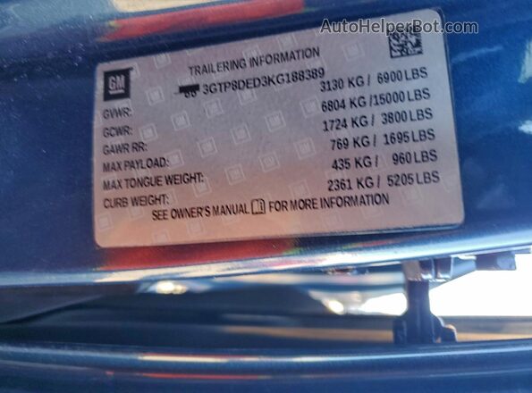 3GTP8DED3KG188389 2019 GMC SIERRA Blue 