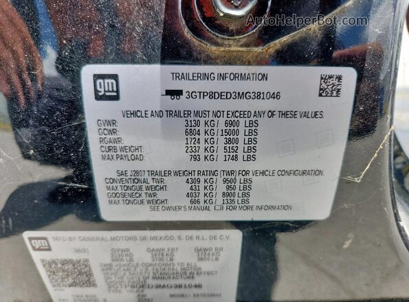 3GTP8DED3MG381046 2021 GMC SIERRA Black Engine compartment view