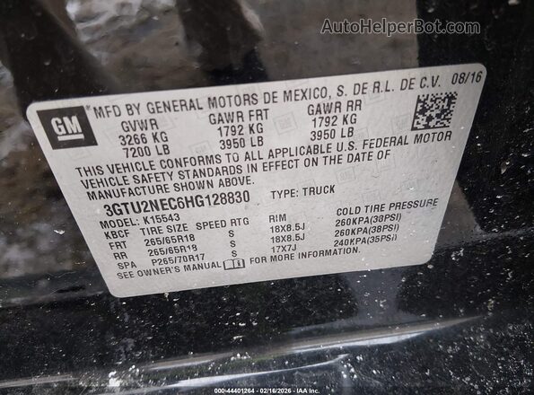 3GTU2NEC6HG128830 2017 GMC SIERRA Black Widok komory silnika