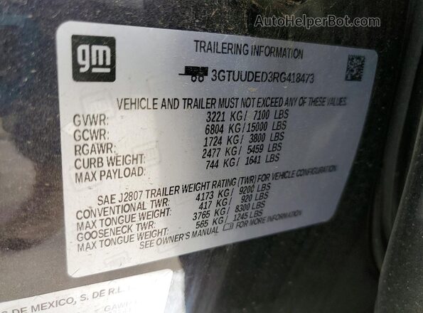 3GTUUDED3RG418473 2024 GMC SIERRA Серый Вид наклейки с VIN-кодом