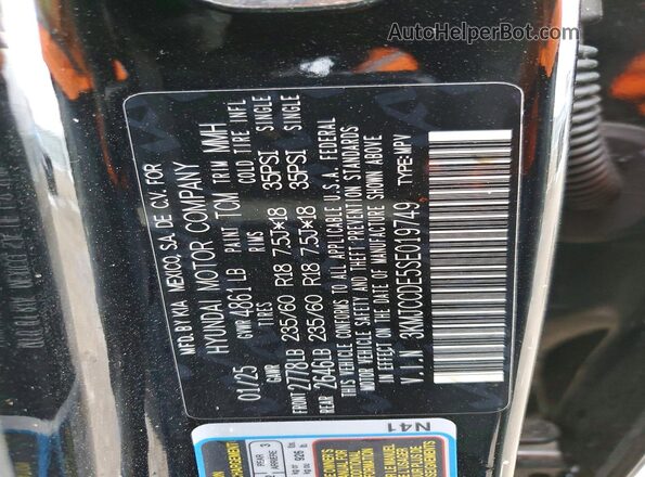 3KMJCCDE5SE019749 2025 HYUNDAI TUCSON Черный Вид наклейки с VIN-кодом