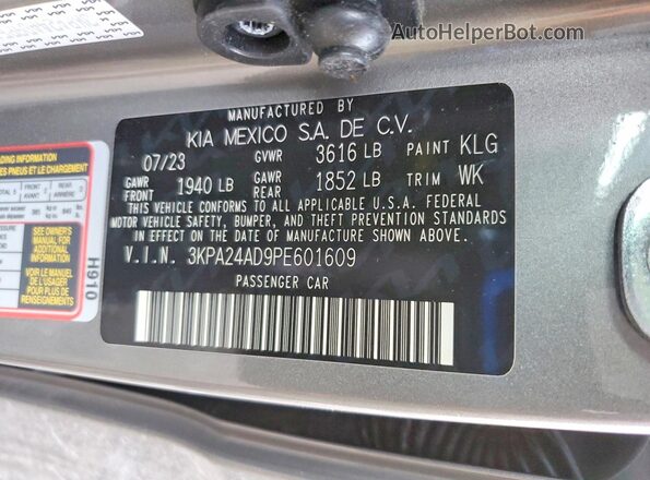 3KPA24AD9PE601609 2023 KIA RIO Gray 