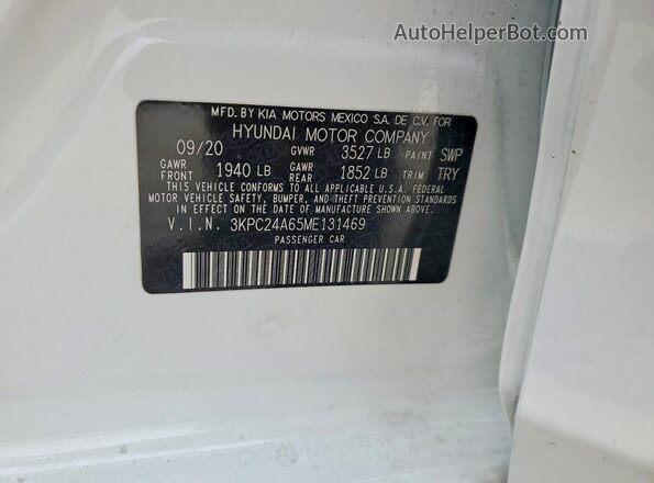 3KPC24A65ME131469 2021 HYUNDAI ACCENT White 